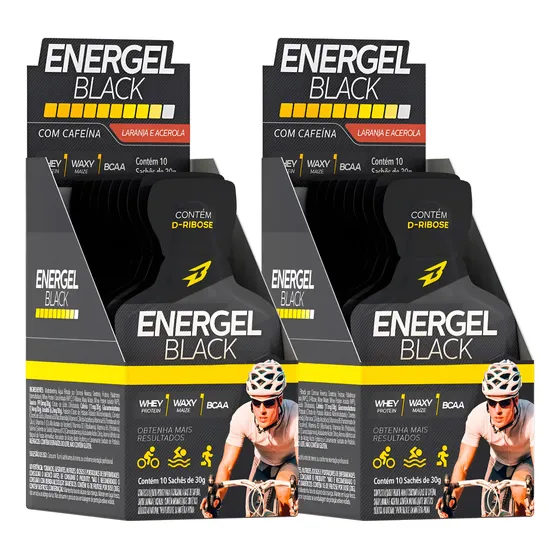 2x Caixas Gel Energel Black 10 Sachês Cada - Bodyaction