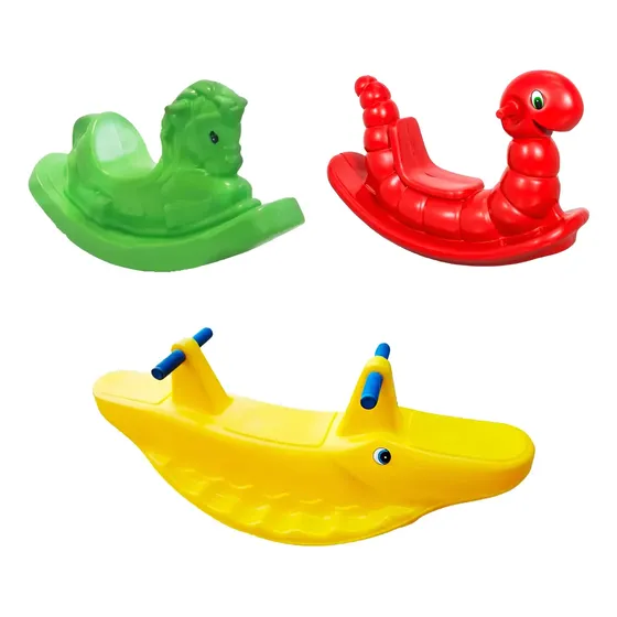 Kit 3 Gangorras Nhoca + Cavalinho + Jacaré Infantil Diversão