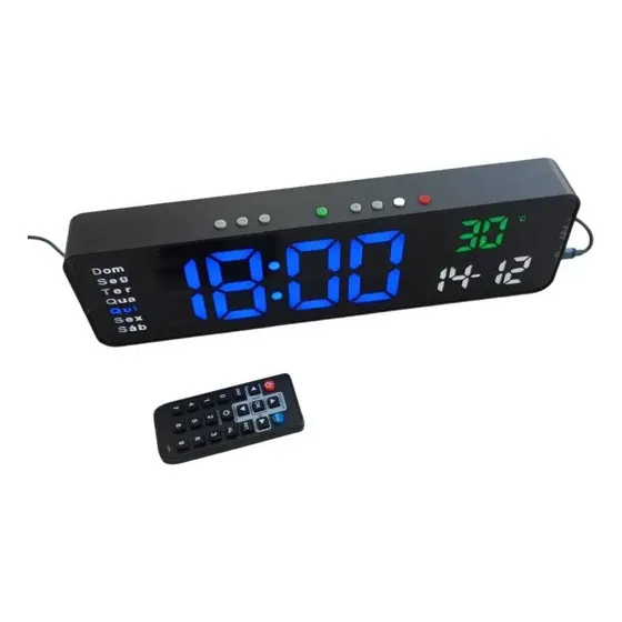 Cronometro Digital Led Relogio Parede Controle Remoto