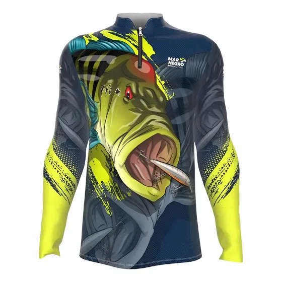 Camiseta Pesca Camisa Mar Negro Proteção Solar Blusa Dry Fit