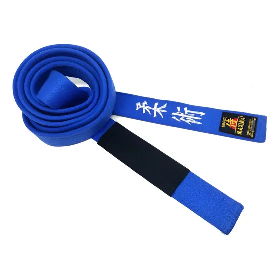Faixa Azul Ponta Preta Bordada Jiu Jitsu - Modelo Premium