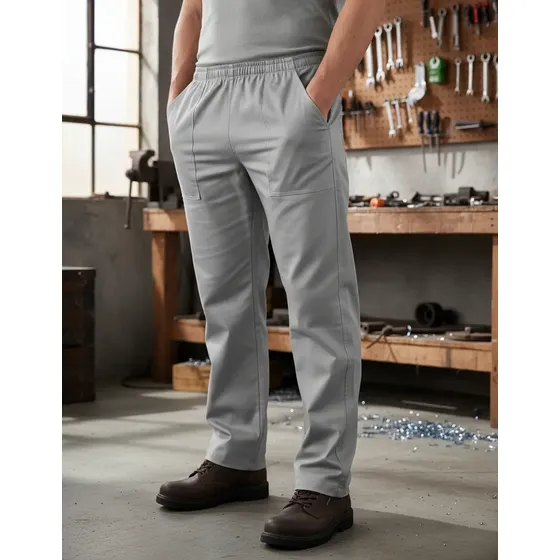 Calça Brim Unifome Profissional Cinza Ou Azul 3 Bolsos