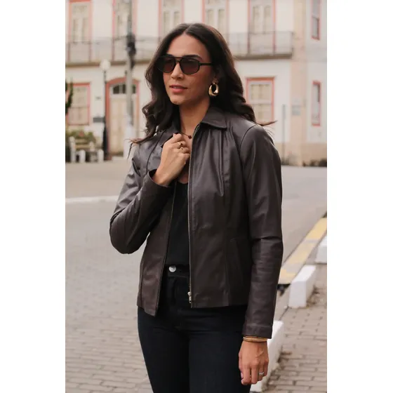 Jaqueta De Couro 100% Bovino Legítimo Natural Feminina 211