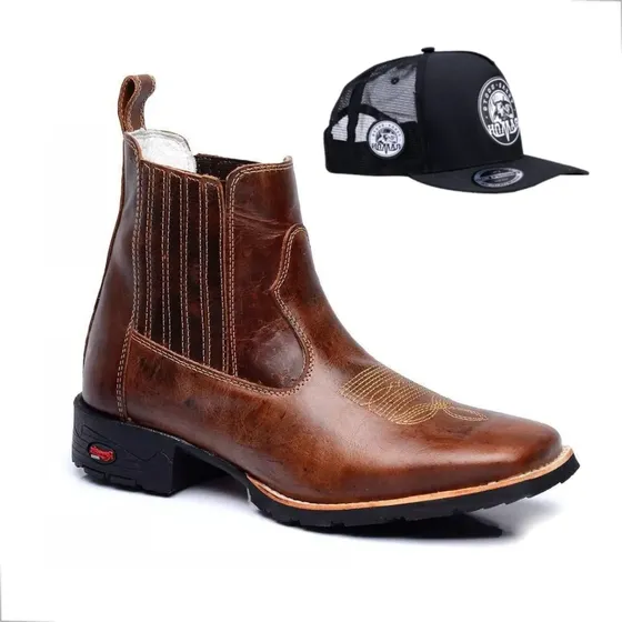 Botina Masculina Bico Quadrada. Bota Texana Country