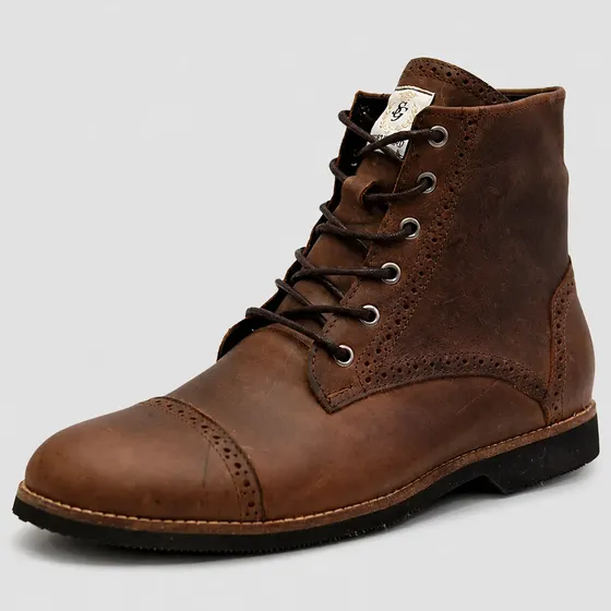 Bota Coturno Masculino Cano Médio Couro London Luxo