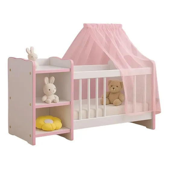 Brinquedos Berço Boneca Infantil Cômodas Véu Ideal Reborns