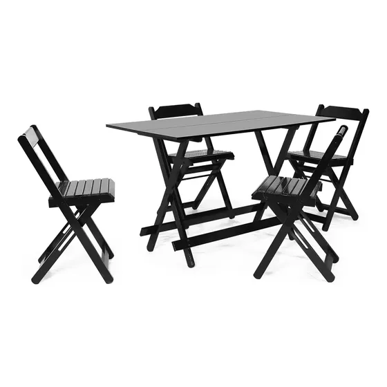 Jogos Conjuntos Mesa Bar Dobrável Madeira 1,20x70 Com 4 Cad.