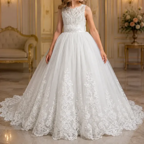 Vestido Daminha Longo Infantil Festa Casamento Calda Luxo