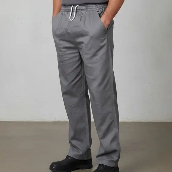 Calça Uniforme Brim Uso Profissional Cinza/azul