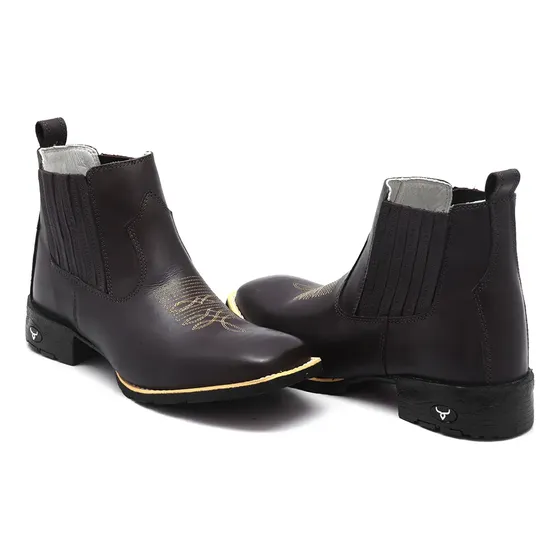 Bota Texana Bico Quadrado 100% Couro Pronta Entrega Promoção