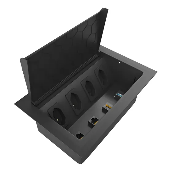 Caixa Tomada Embutir C/4 Tomadas, 2 Rj45, 1 Usb, 1 Hdmi Cx44