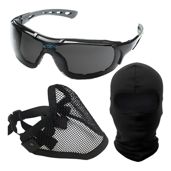 Mascara Meia Face Tela Airsoft Balaclava Militar Oculos Ca