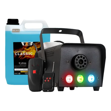 Máquina De Fumaça Dmx Bx-750 3 Leds Rgb 2 Controles Fluido