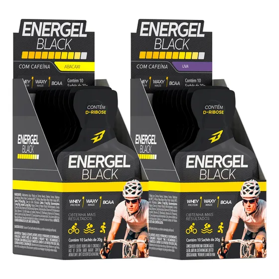Kit C/ 2 Caixas Gel Energel Black 20 Sachês - Bodyaction