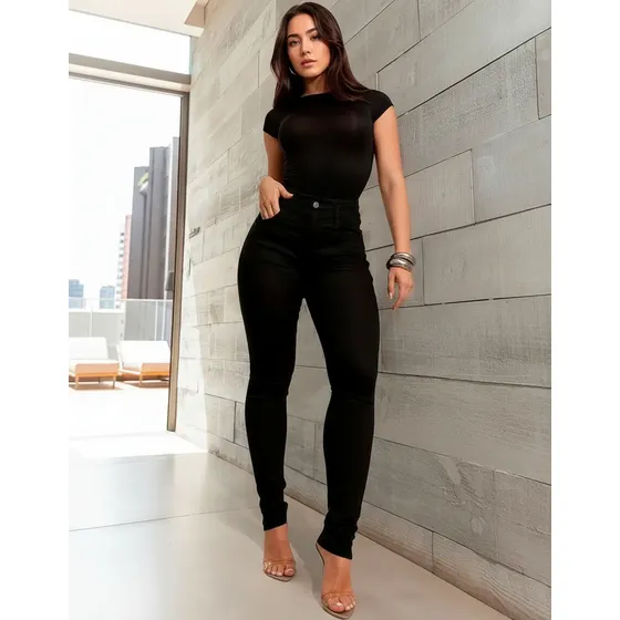 Calça Jeans Feminina Original Sawary Cintura Alta C. Lycr