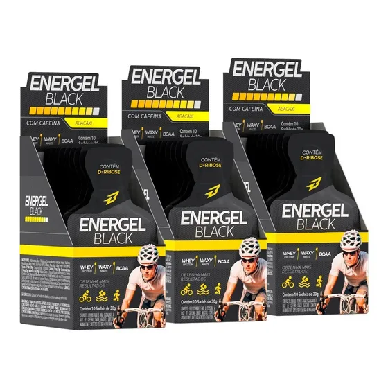 3x Energel Black 10 Saches Bodyaction Palatinose Waxy Maize