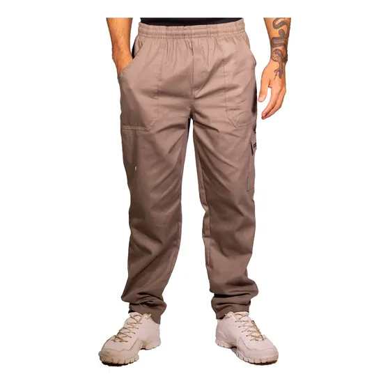 Calça Uniforme Sarja Brim Algodão Elástico 38 Ate 52