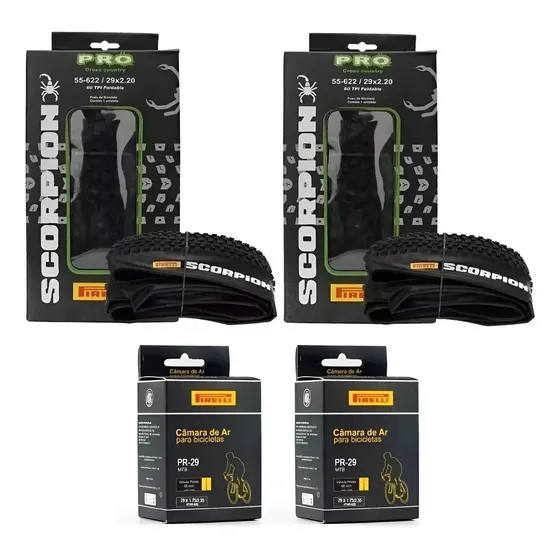 Par Pneus Pirelli Scorpion Pro Aro 29x2.20 Kevlar + 2 Camara