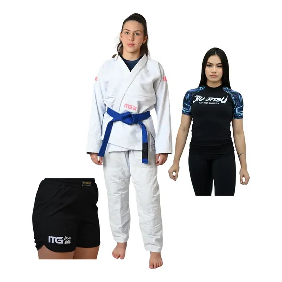 Kimono Jiu Jitsu Trançado + Bermuda Style + Rash Guards