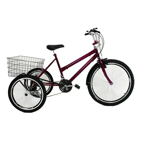 Bicicleta Triciclo Luxo Aro 26 Completo Com 21 Marchas