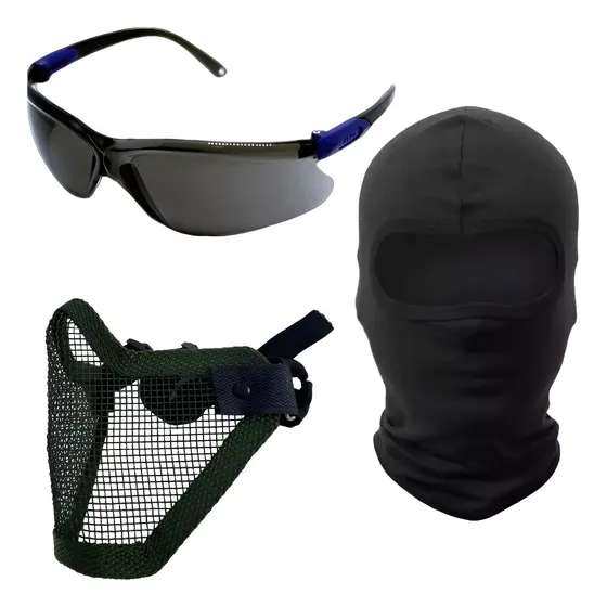Oculos X400 Airsoft Mascara Meia Face Tela Balaclava