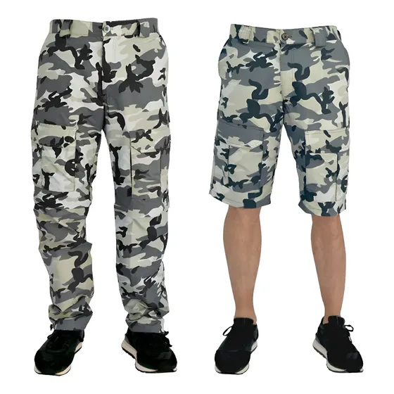 Calça Para Pesca Vira Bermuda Mar Negro C/ Proteção Solar Uv 50+ Com Regulador De Barra, Conforto! Camuflada Cinza
