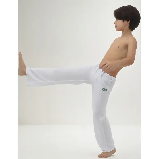Calça De Capoeira Infantil Juvenil Helanca Grossa Poliamida Loja De Fabrica Brasilwear Tamanhos 2-4-6-8-10-12-14