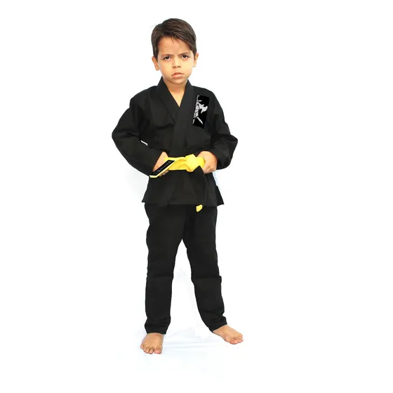 Kimono Preto Infantil Jiu Jitsu, Judo + Faixa De Graduação