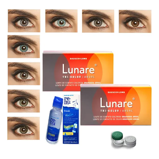 Lente De Contato Colorida Lunare Anual- Sem Grau + Renu 60