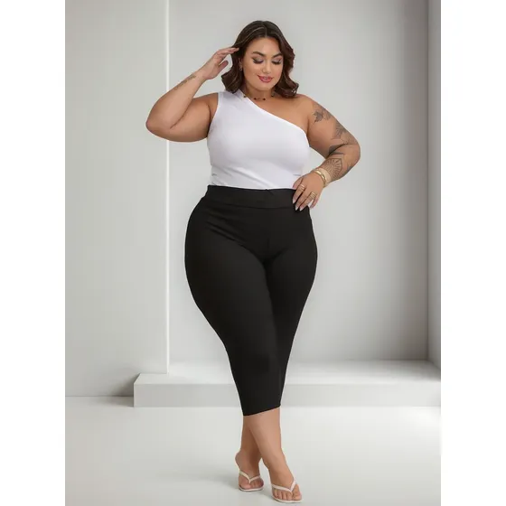 Calça Legging Corsario Capri Leg Suplex Plus Size Corsaria