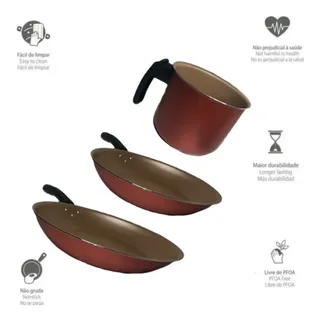 Conjunto Frigideira 2 Peças + 1 Fervedor Antiaderente