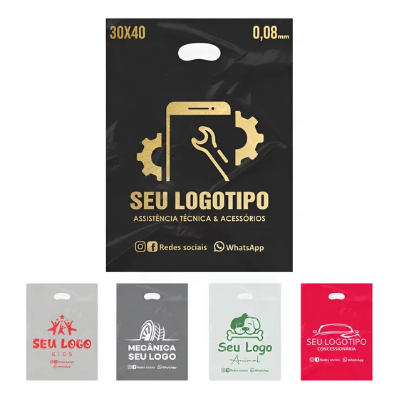 Sacolas Plásticas Personalizadas 30x40,500 Unidades Esp.0,08