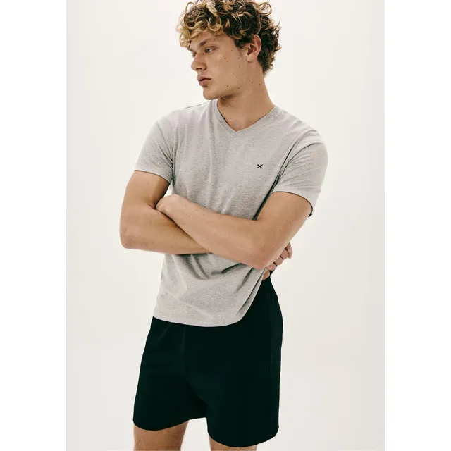 Pijama Masculino Hering Manga Curta Cinza Mescla E Chumbo