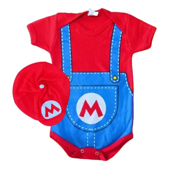 Roupa Mario Bros Bebê Body Mesversário Menino E Boina Tema