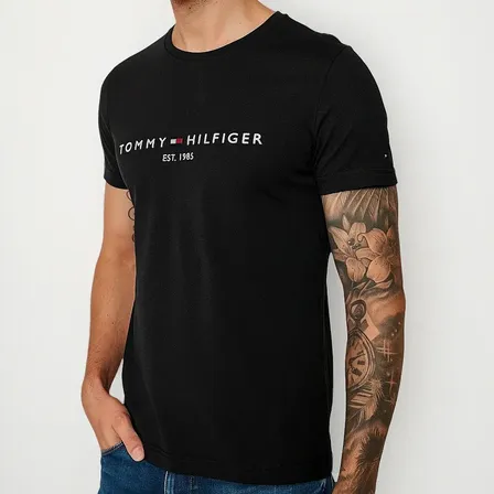 Camiseta Tommy Hilfiger Masculina Core Logo Tee Preta