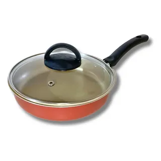Frigideira Alta Funda 20 Cm Antiaderente C/ Tampa Vidro