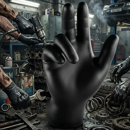 50pç Luva Nitrilica Super Black Reforçada Mecânico