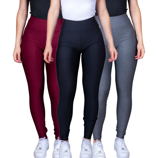Kit 3 Calças Legging Feminina Tecido Grosso Black Friday