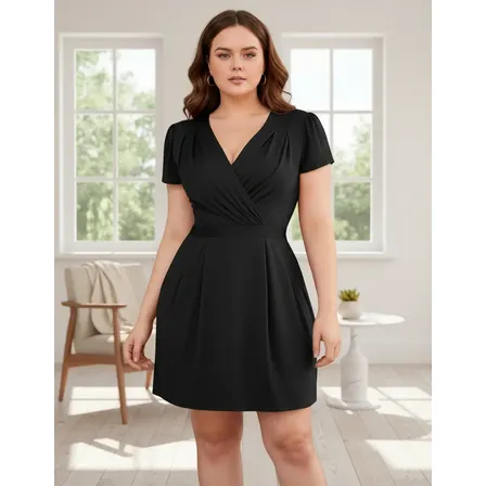 Vestido Plus Size Soltinho Transpassado Acinturado Elegante
