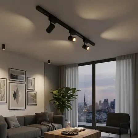 Lustre Trilho 50cm Com 3 Spots 10w Led Sobrepor Slim