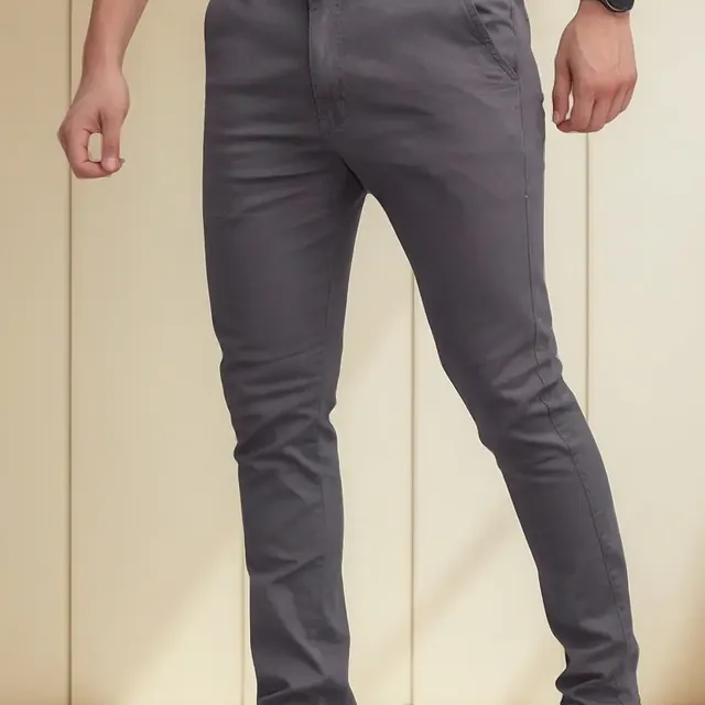 Calça Masculina Sarja Skinny Esporte Fino Com Bolsos Estilo
