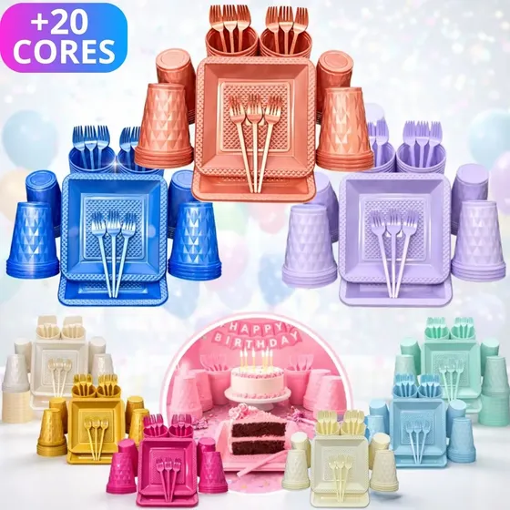 Kit Aniversário Descartável Luxo Completo Premium 40 Pessoas