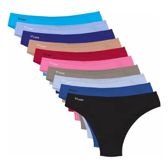 Kit 10 Calcinha Feminina De Algodão Tanga Lisa Conforto Vies