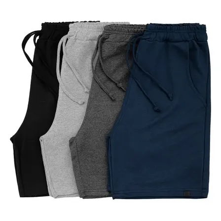 Kit 4 Bermudas Moletom Masculina Academia Casual Atacado