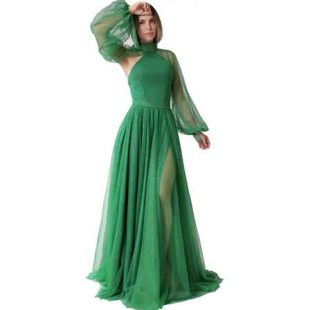 Vestido Feminino Longo De Festa Madrinha, Em Tule Ox038