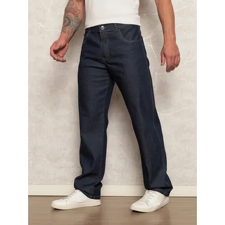 Calça Jeans Masculina Grossa Uniforme Perna Larga Balão