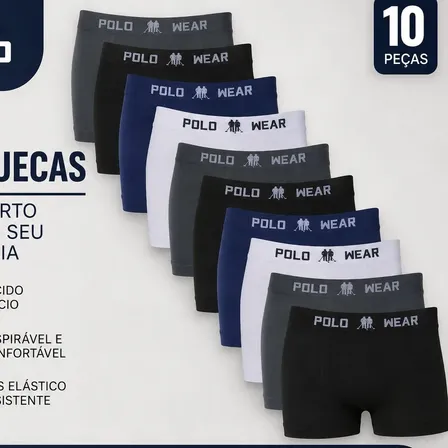 Kit 10 Cuecas Masculinas Box Microfibra Polo Wear