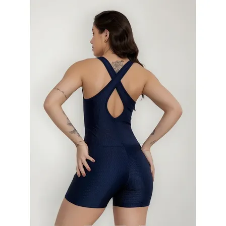 Macaquinho Academia Feminino Fitness Canelado Grosso Curto