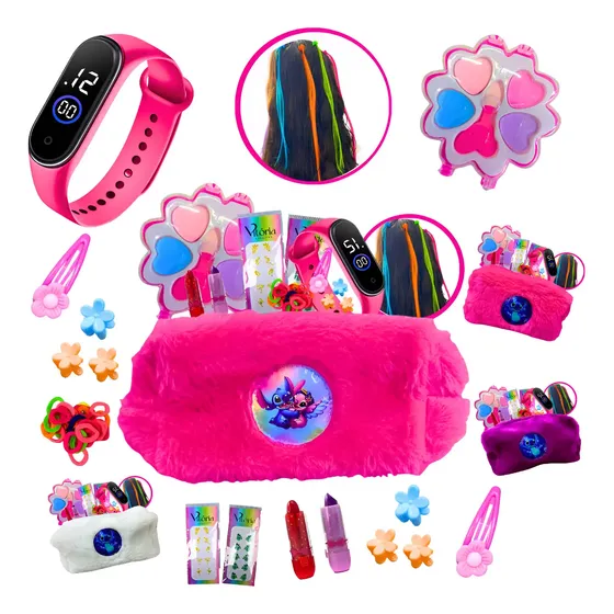 Kit Infantil Criança De Maquiagem Com Nessaire Make Stich