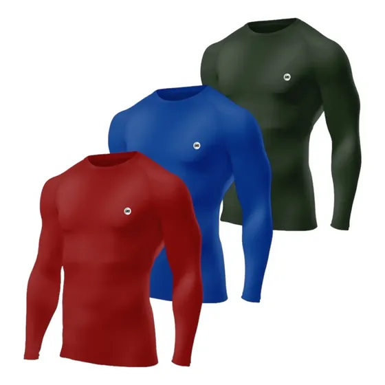 Kit 3 Camiseta Camisa Térmica Masculina Uv Longa Pesca